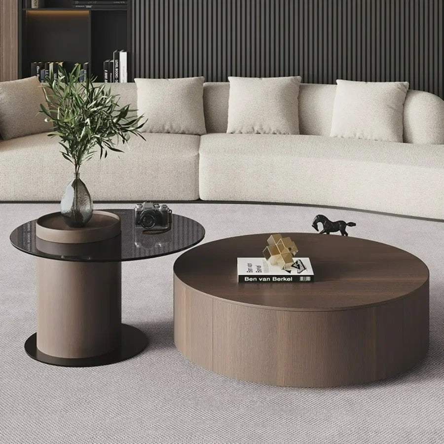 Sage Round Wooden Coffee Table Set