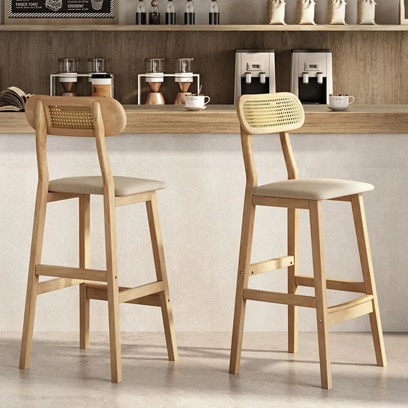 Maya Rattan Wooden Bar Stool