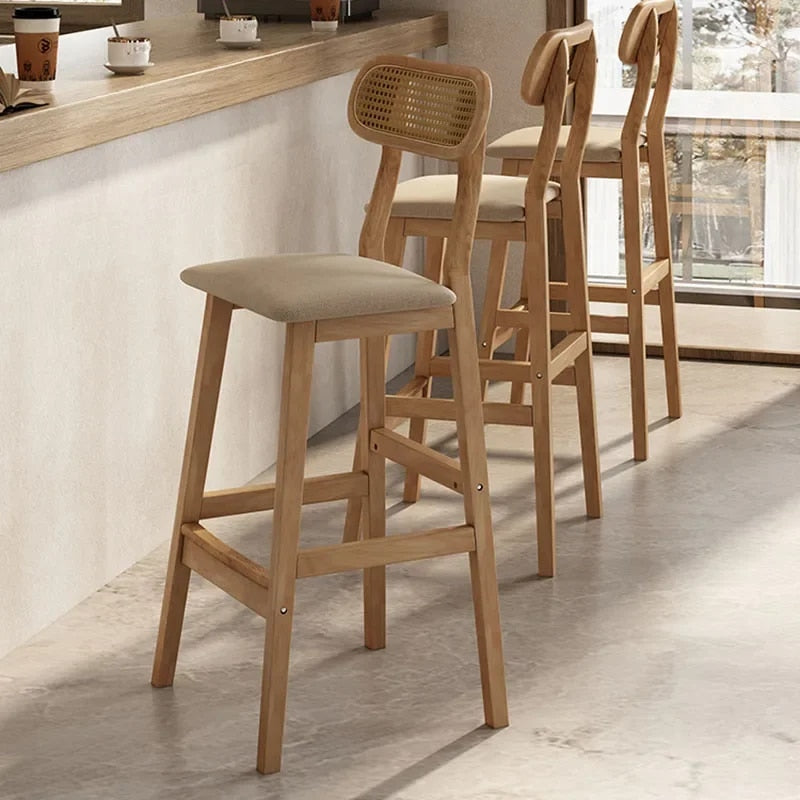 Maya Rattan Wooden Bar Stool