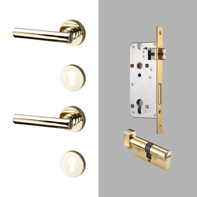 Celeste Solid Brass Lever Door Handles & Lock Set