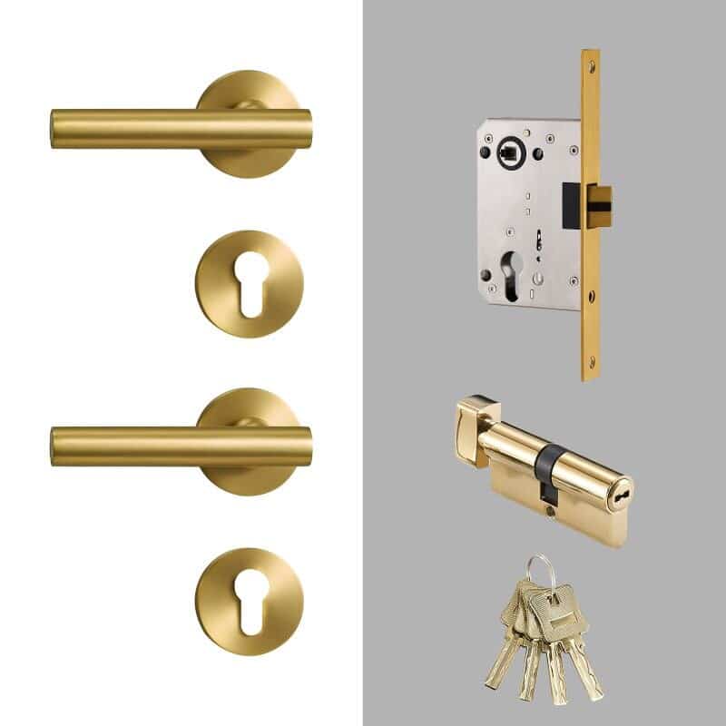 Celeste Solid Brass Lever Door Handles & Lock Set