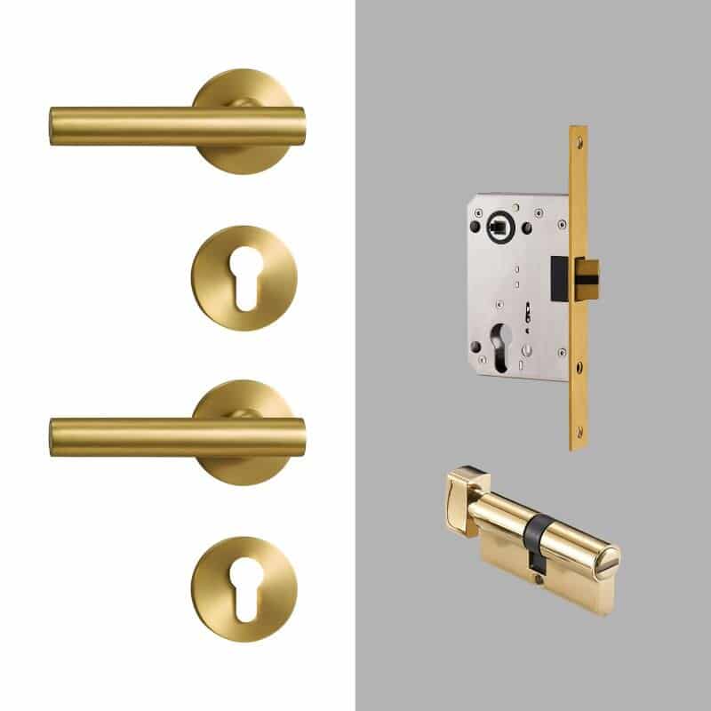 Celeste Solid Brass Lever Door Handles & Lock Set