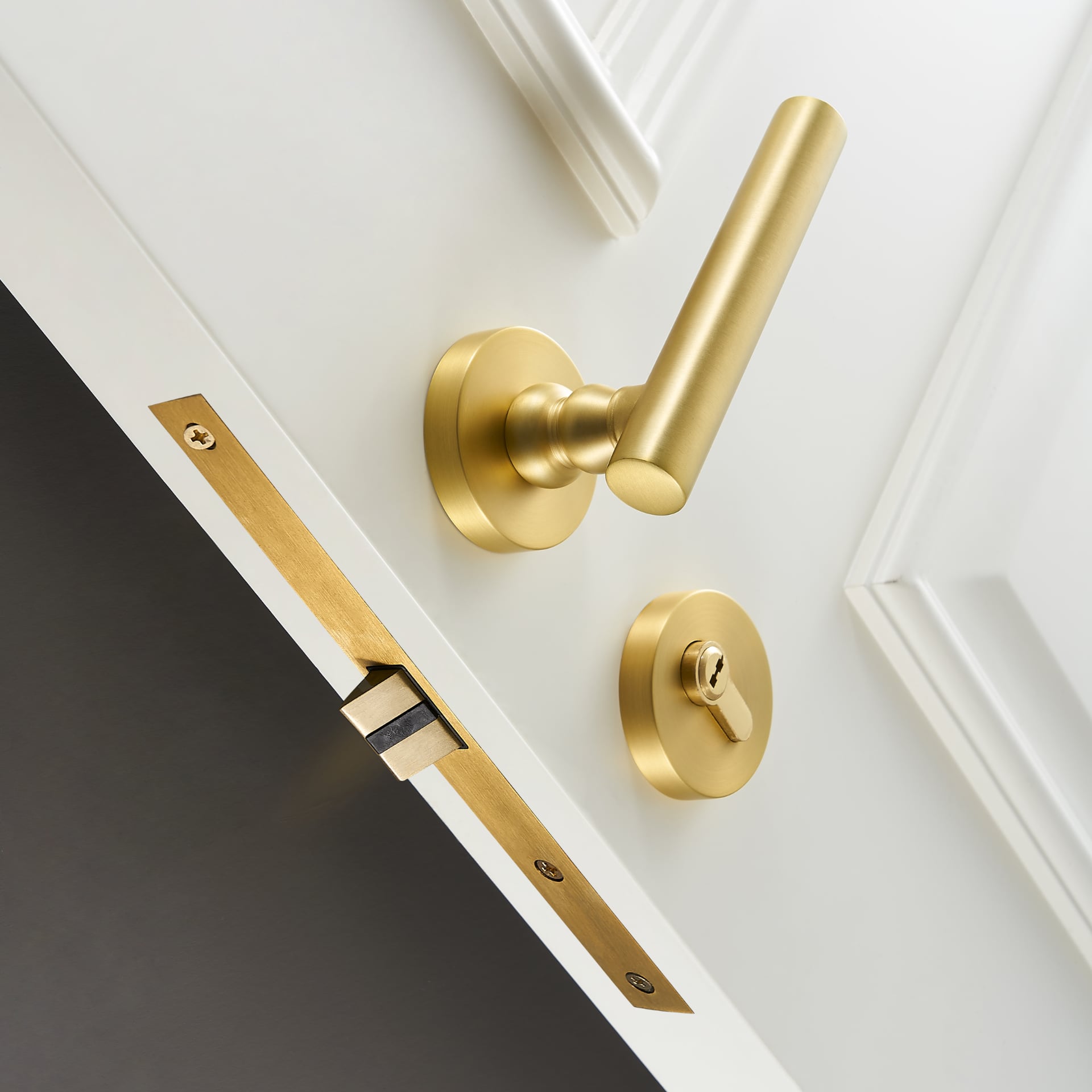 Celeste Solid Brass Lever Door Handles & Lock Set