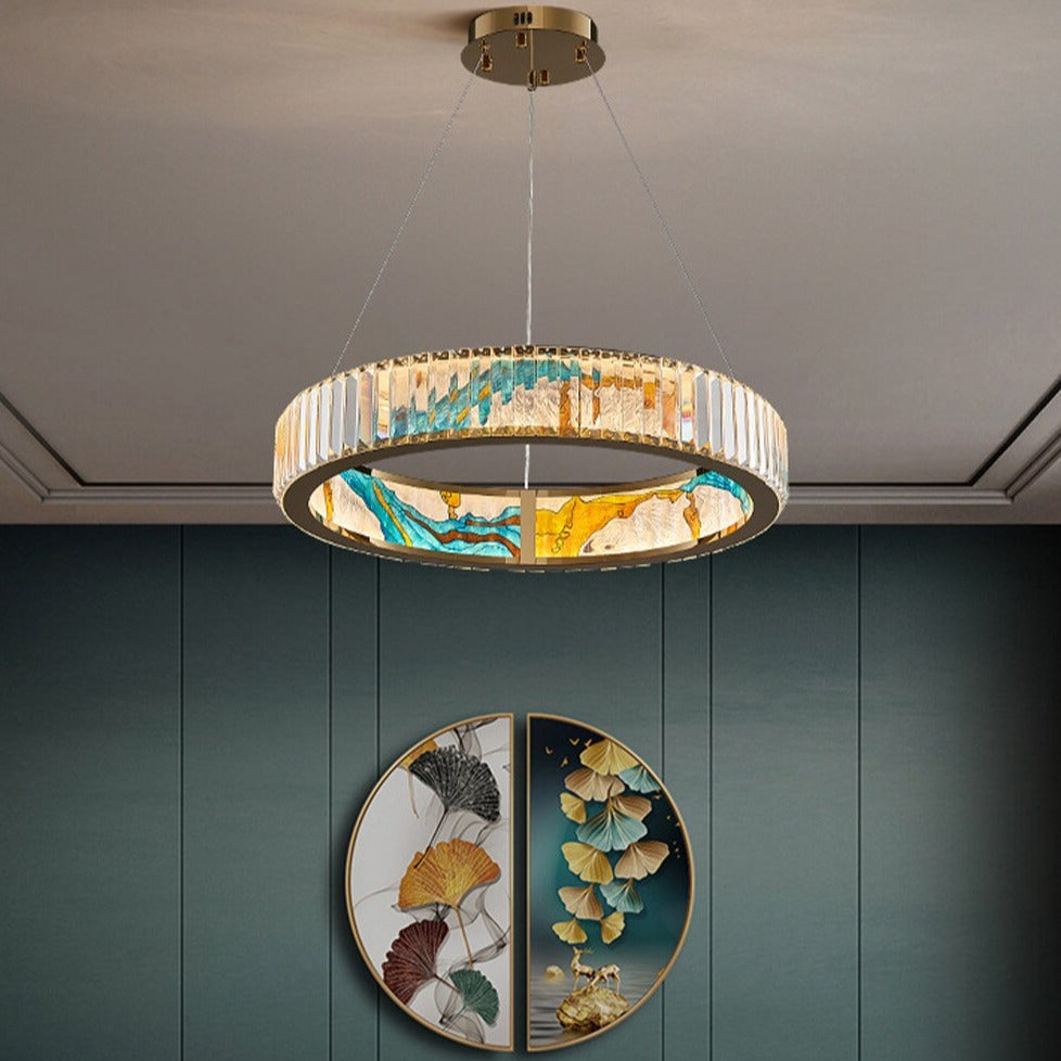 Amara Glass Colored Ring Chandelier