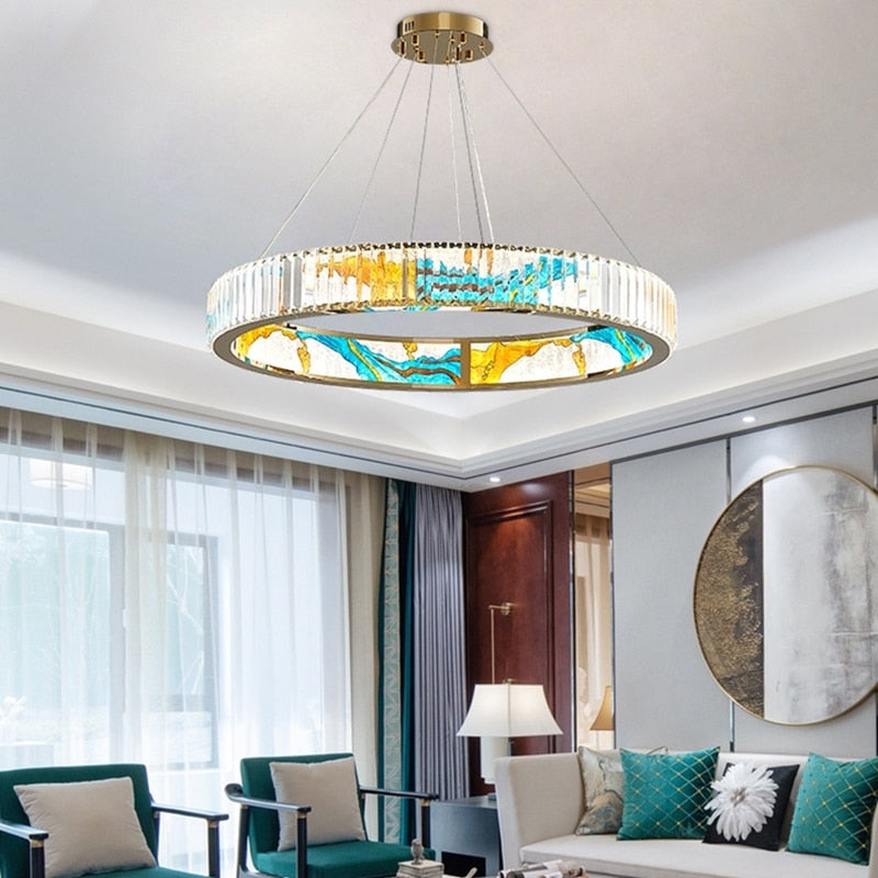 Amara Glass Colored Ring Chandelier