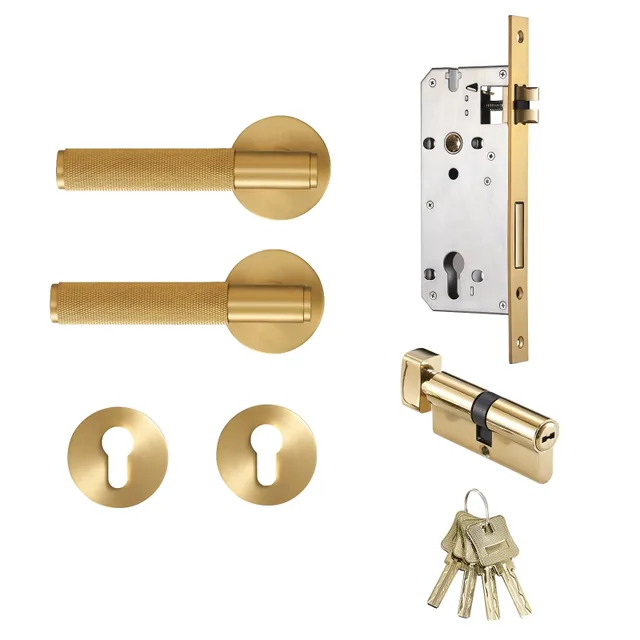 Aurielle Solid Brass Lever Door Handles & Lock Set